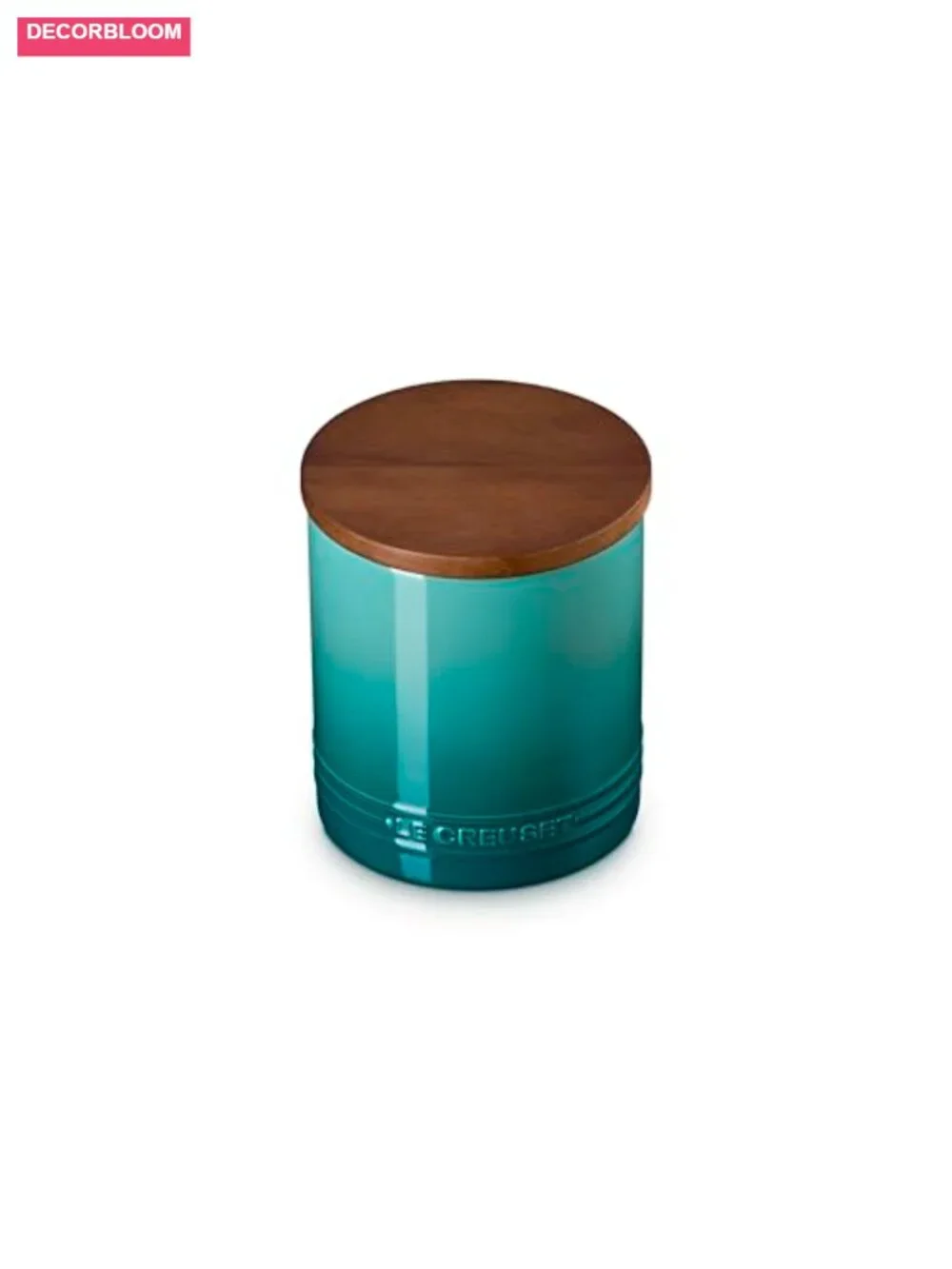 Stoneware Airtight Food Storage Canister with Wood Lid, 38.4 oz